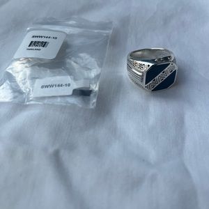 Men’s Inlaid Black Onyx Rhodium over Sterling Silver Ring.  Size 10